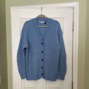 Helmut Lang Distressed Wool & Alpaca Blend Cardigan